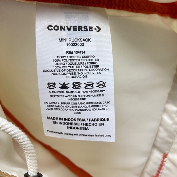 🎒SCHOOL SALE🎒Converse Mini Rucksack Cream Bag Pocket Button 10023000-A01 - Picture 11 of 11